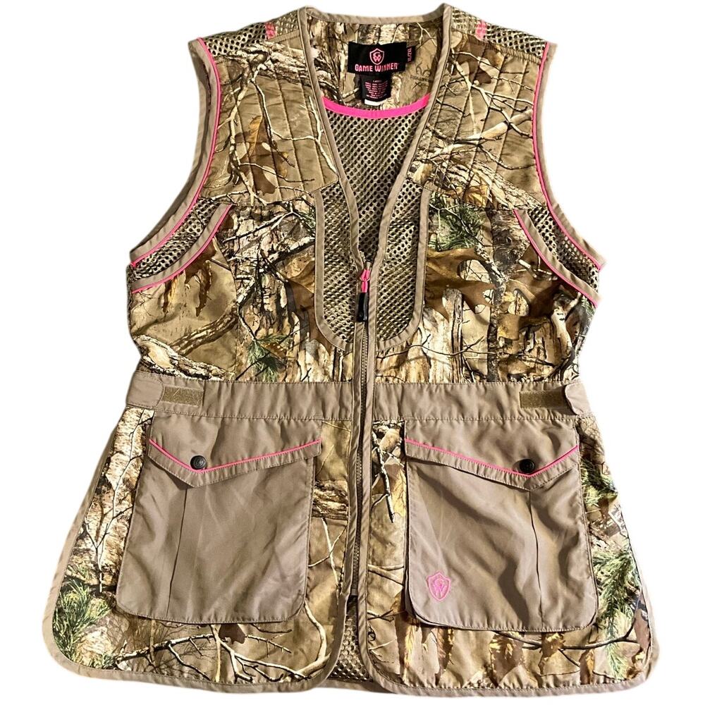 NWOT Game Winner Ladies Realtree Camouflage Hunting Vest Sz XL/2XL Pink Trim